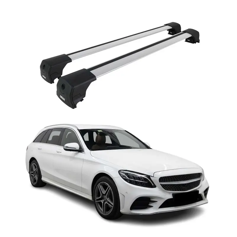 Barres De Toit pour Mercedes Classe C S205 Break 2014-2021 ABE Aluminium Gris