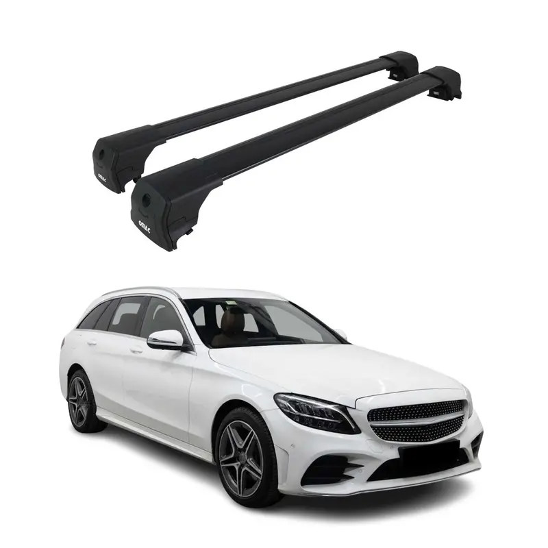 Barres De Toit pour Mercedes Classe C S205 Break 2014-2021 ABE Aluminium Noir