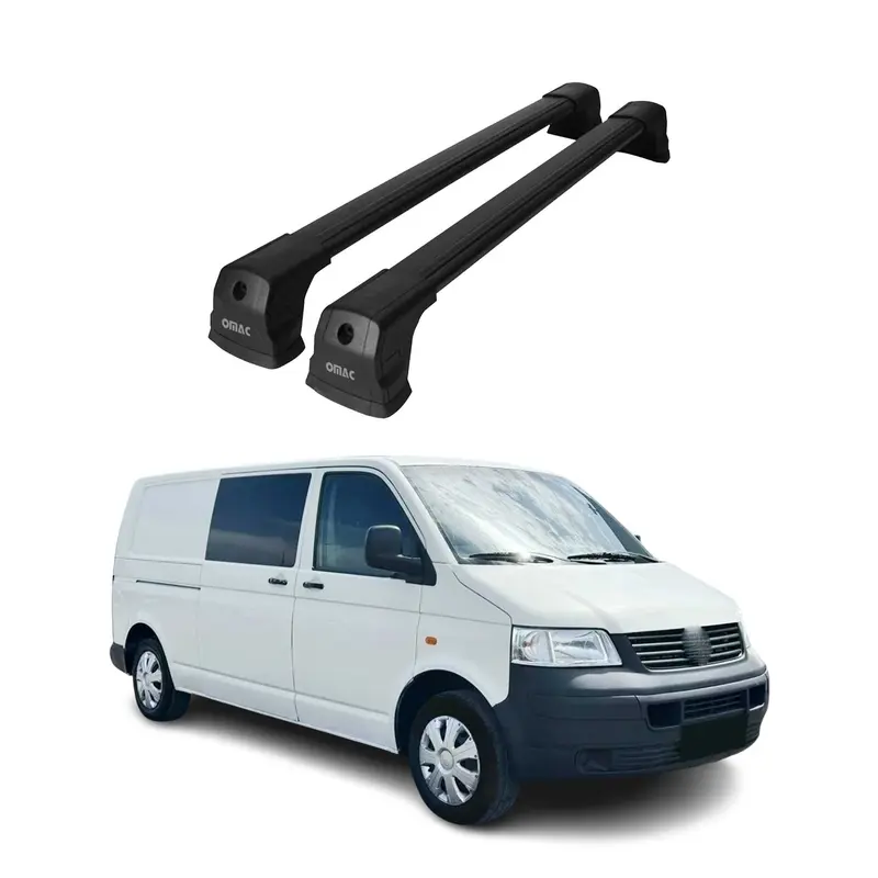 Barres De Toit pour VW T5 T6 T6.1 Transporter tout 2003-24 Aluminium Noir 2 Pcs