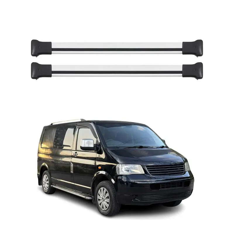 Barres de toit pour VW T5 T6 Transporter Multivan Caravelle 2003-2024 Gris 2Pcs
