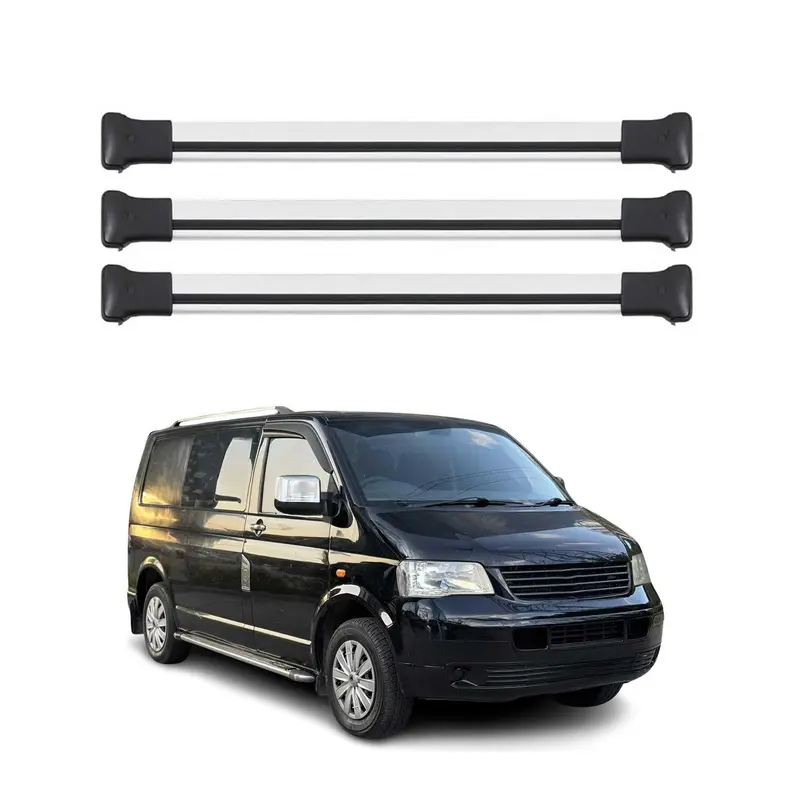 Barres de Toit pour VW T5 T6 Transporter Multivan Caravelle 2003-2024 Gris 3Pcs