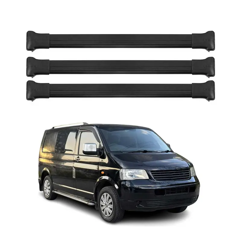 Barres de toit pour VW T5 T6 Transporter Multivan Caravelle 2003-2024 Noir 3Pcs
