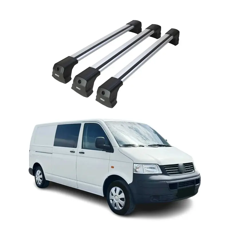 Barres De Toit pour VW T5 T6 Transporter Multivan Caravelle 2003-24 Alu Gris 3x