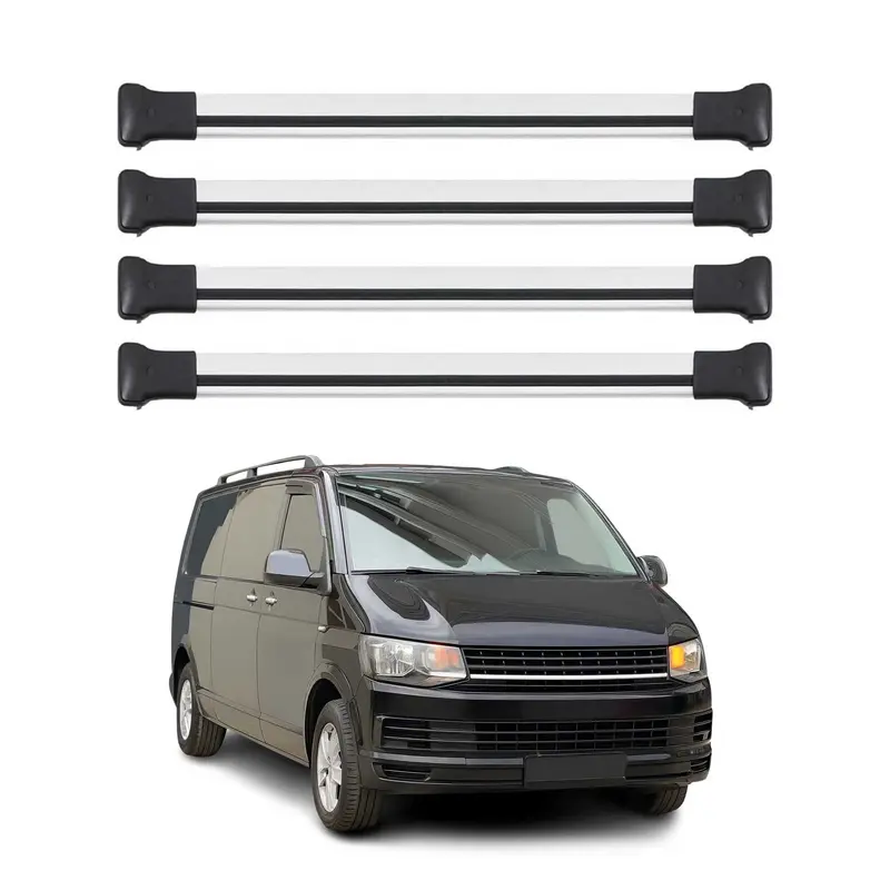Barres de toit pour VW T5 T6 Transporter Multivan Caravelle 2003-24 Alu Gris 4x