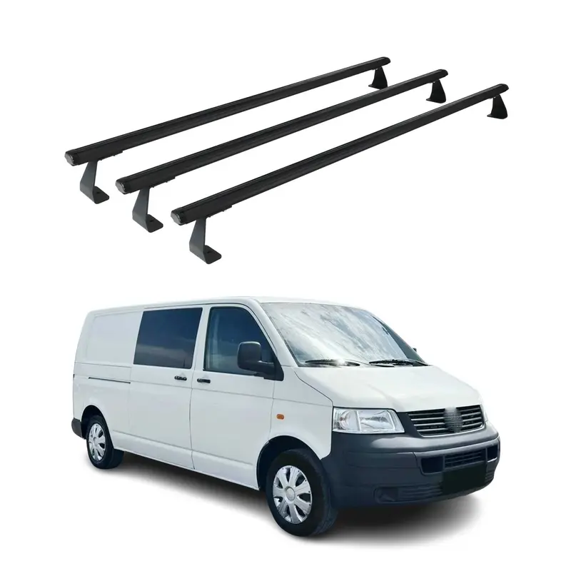 Barres de toit pour VW T5 T6 Transporter – tous modèles 2003-2024 Alu Noir 3x