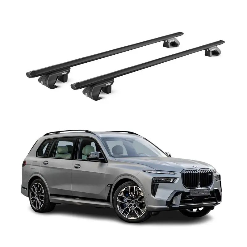 Barres de toit transversales ABE pour BMW X7 G07 2018-2026 5 P Alu Noir 2x