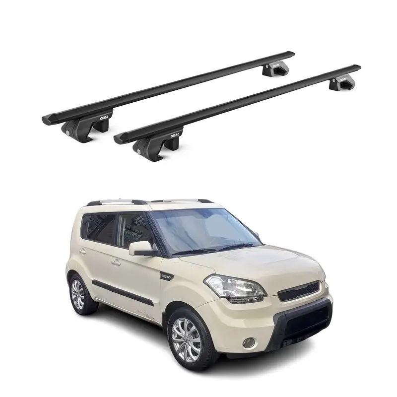 Barres de toit transversales ABE pour Kia Soul AM 2008-2013 5 P Alu Noir 2x