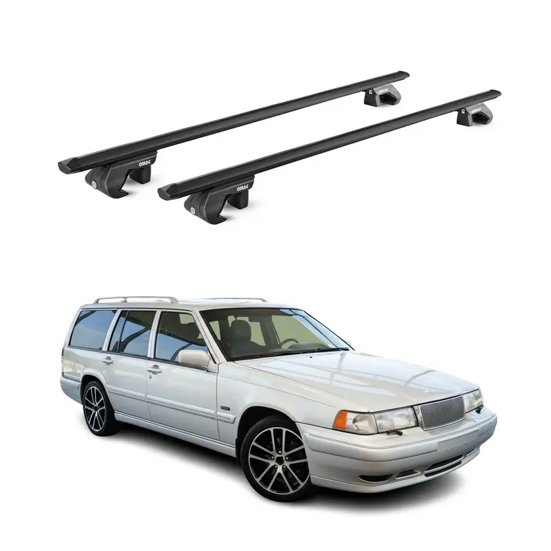 Barres de toit transversales ABE pour Volvo V90 1997-1998 5 P Alu Noir 2x