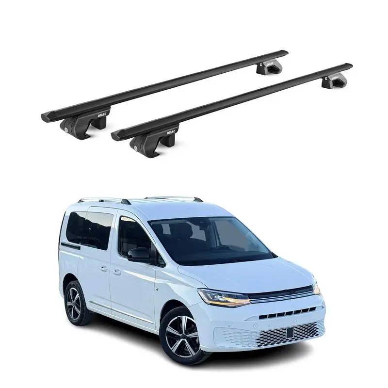 Barres de toit transversales ABE pour VW Caddy V 2020-2026 Alu Noir 2 pièces
