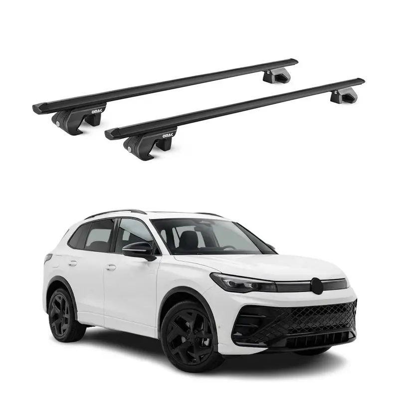 Barres de toit transversales ABE pour VW Tiguan mk3 2024-2026 Aluminium Noir 2x