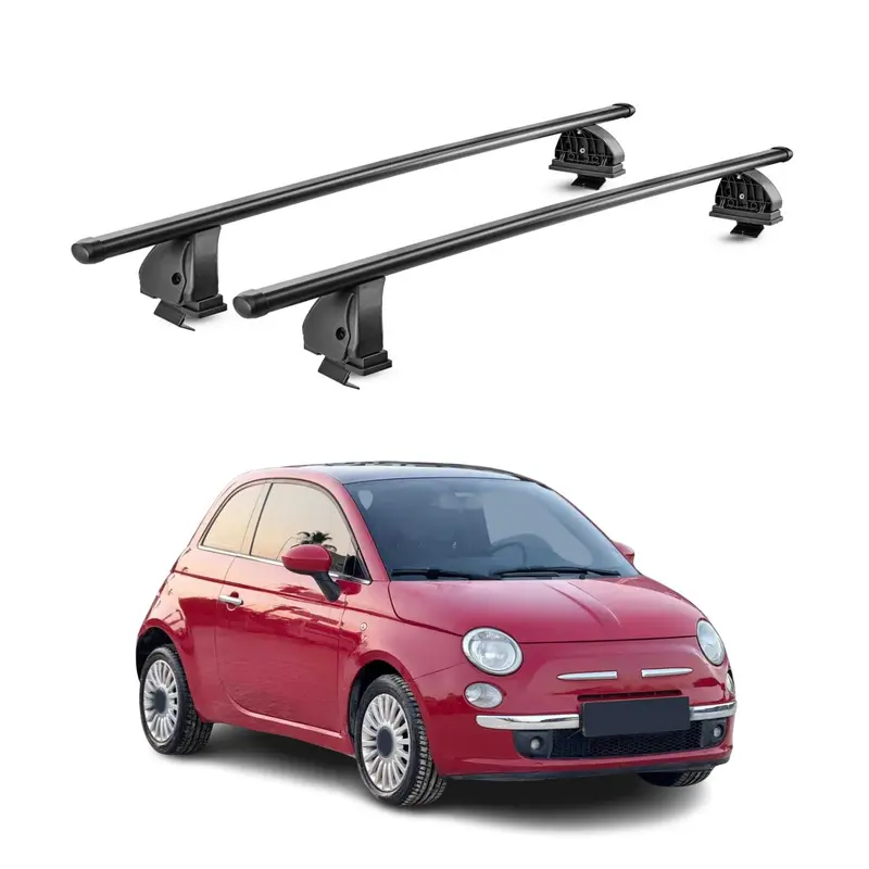 Barres de toit transversales acier pour Abarth 500 2007-2022 TÜV 75 kg Noir 2Pcs