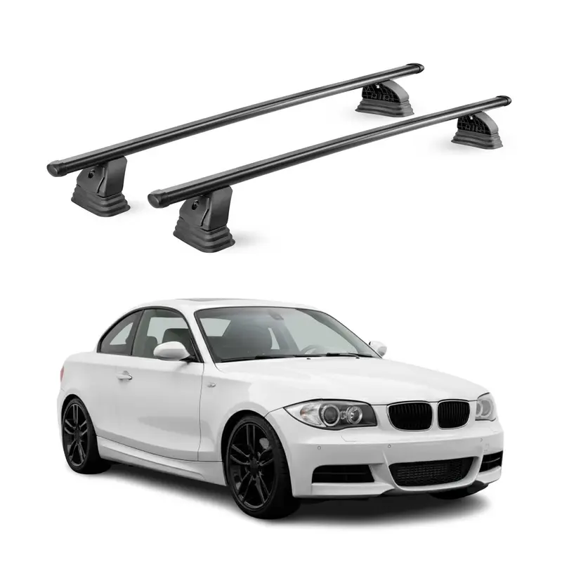 Barres de toit transversales acier pour Bmw Serie 1 coupè E82 2007-2013 Noir 2x