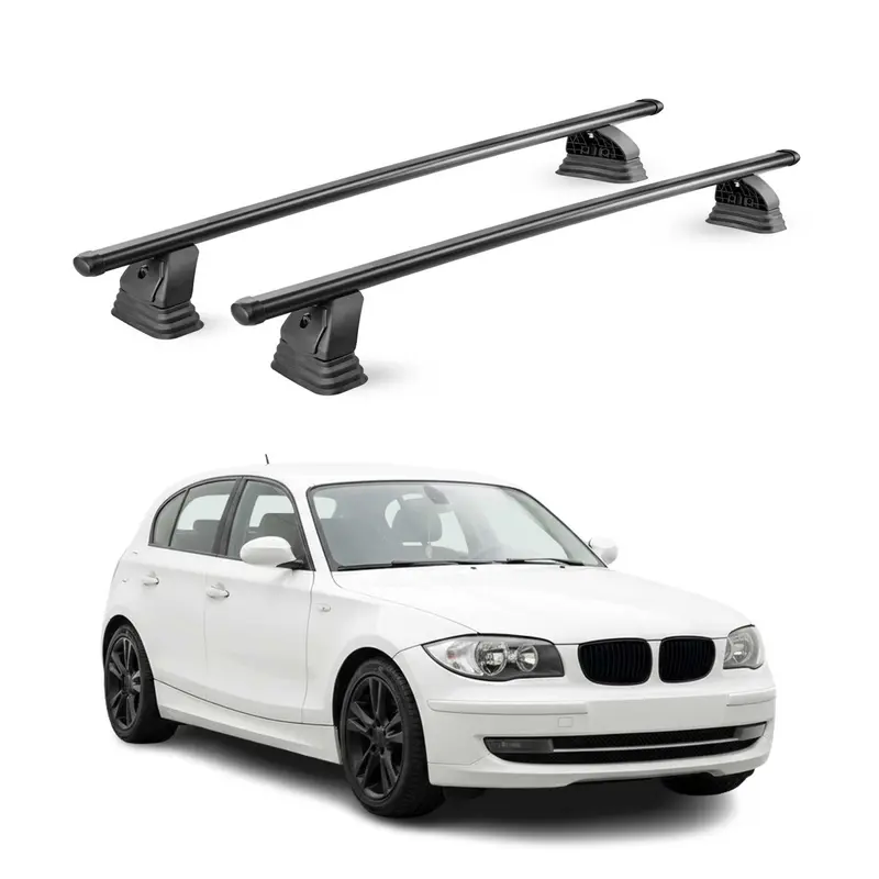 Barres de toit transversales acier pour Bmw Serie 1 E87 E81 HB 2004-2011 Noir 2x
