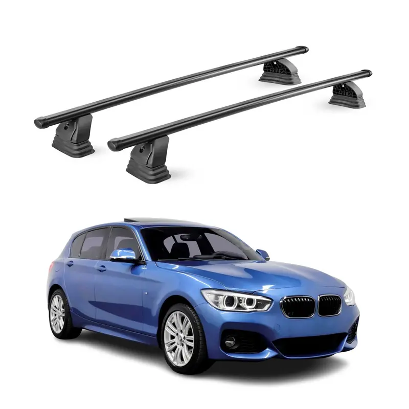 Barres de toit transversales acier pour Bmw Serie 1 F20 F21 2012-2019 Noir 2Pcs