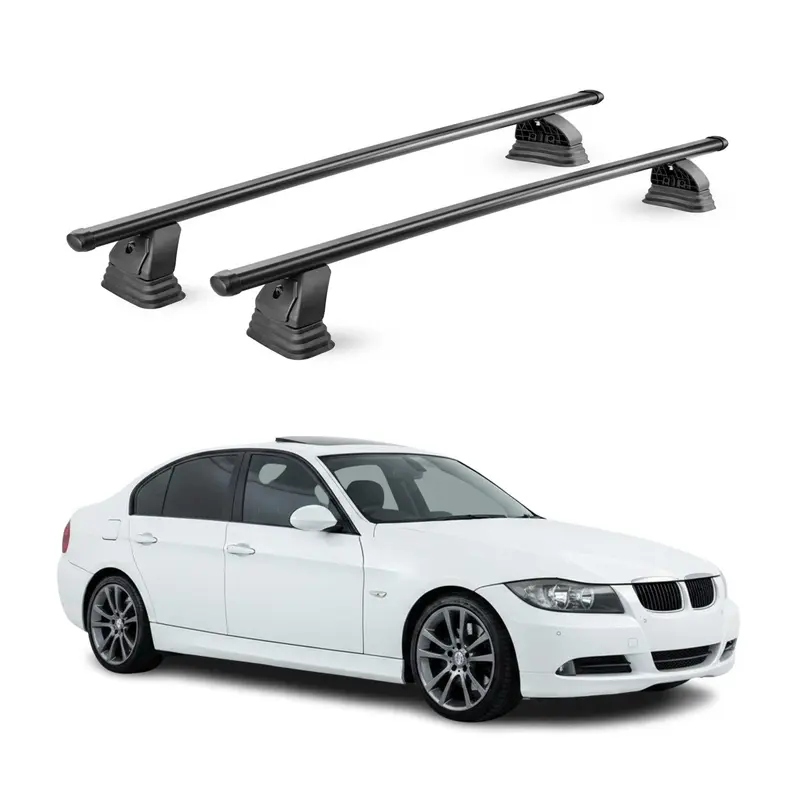 Barres de toit transversales acier pour Bmw Serie 3 Berline E90 2004-2012 Noir