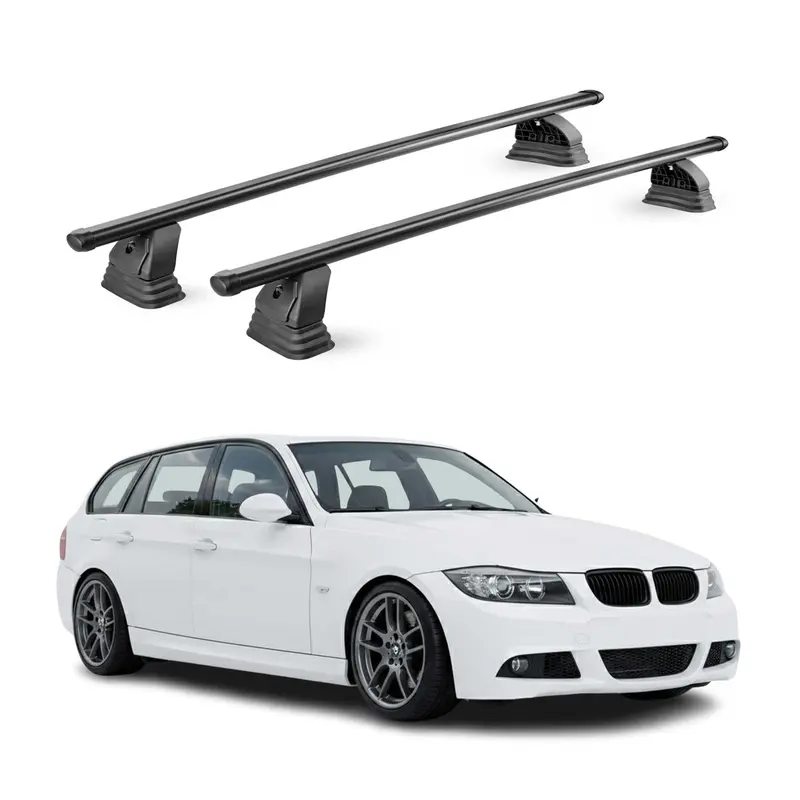 Barres de toit transversales acier pour Bmw Serie 3 Touring E91 2006-2012 Noir