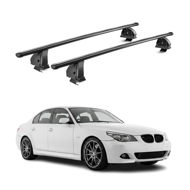 Barres de toit transversales acier pour Bmw Serie 5 E60 2004-2010 TÜV Noir 2Pcs