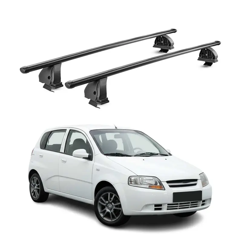 Barres de toit transversales acier pour Chevrolet Kalos HB 2005-2008 TÜV Noir 2x