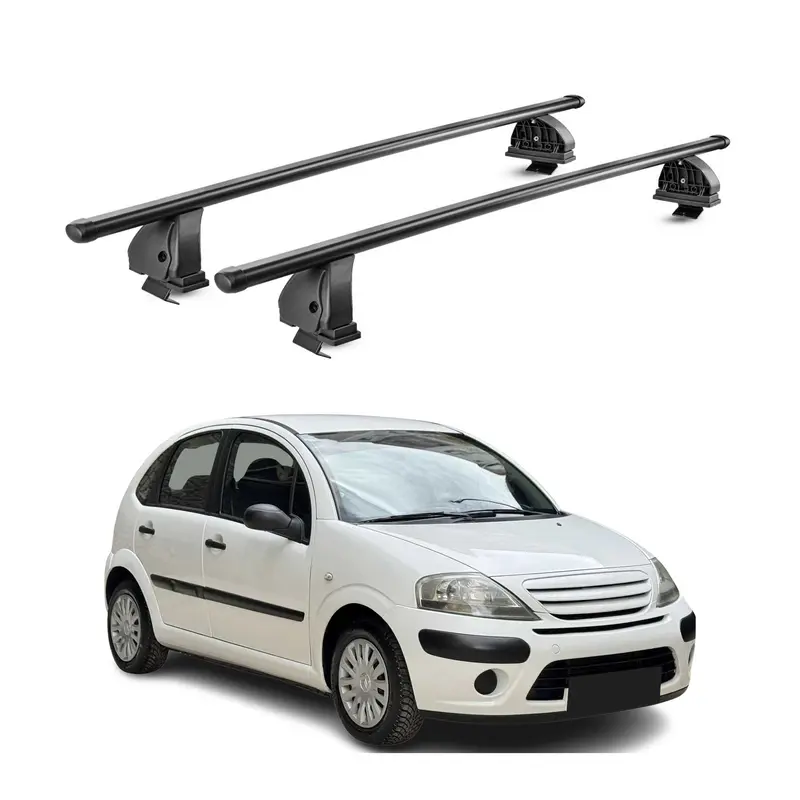 Barres de toit transversales acier pour Citroen C3 I 2002-2009 TÜV 75 kg Noir 2x
