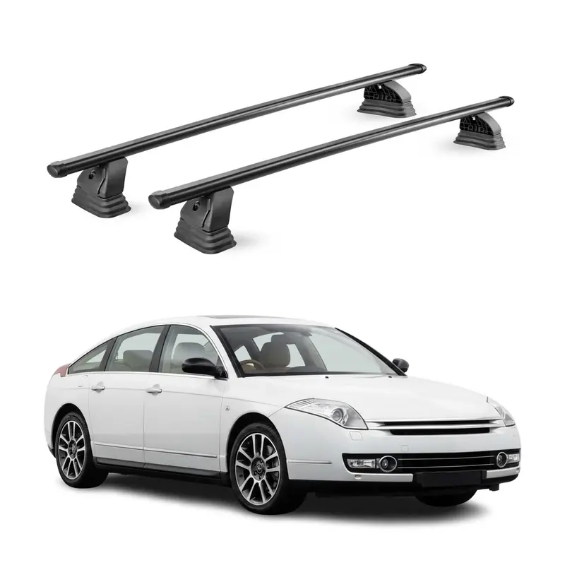 Barres de toit transversales acier pour Citroen C6 2006-2012 TÜV 75 kg Noir 2Pcs