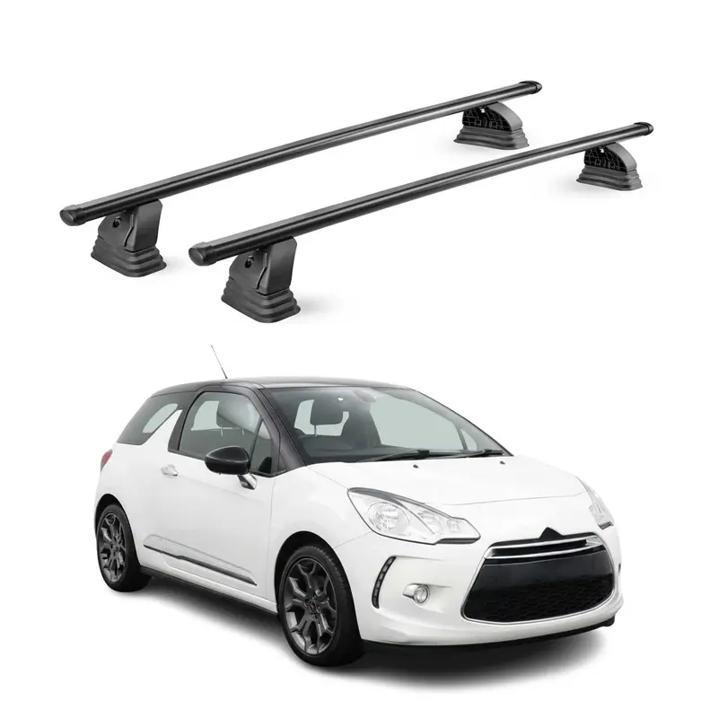 Barres de toit transversales acier pour DS 3 I 2010-2019 TÜV 75 kg Noir 2Pcs