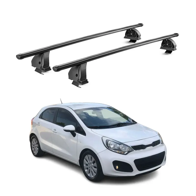 Barres de toit transversales acier pour Kia Rio III HB 2011-2017 5Portes Noir 2x