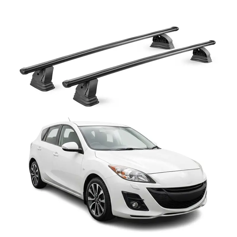 Barres de toit transversales acier pour Mazda 3 II 2010-2013 TÜV 75 kg Noir 2Pcs