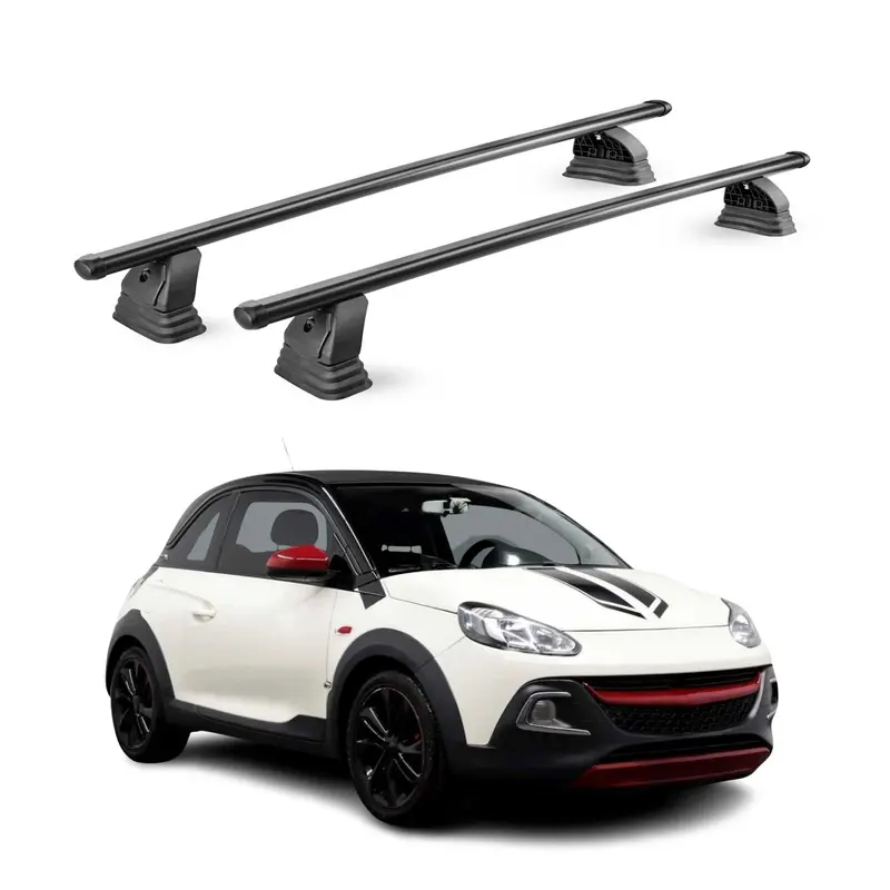 Barres de toit transversales acier pour Opel Adam 2013-2019 TÜV 75 kg Noir 2Pcs