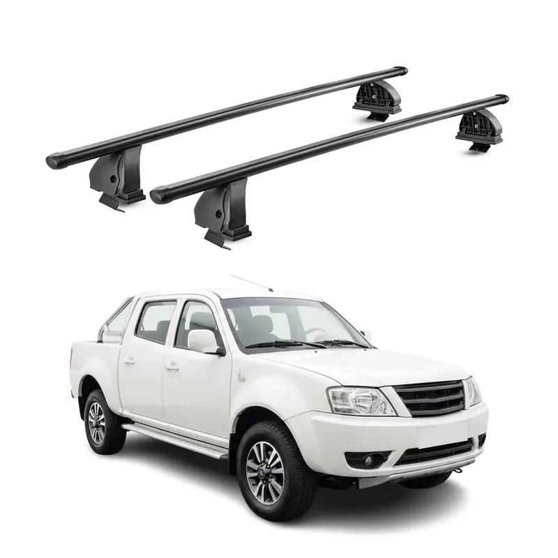 Barres de toit transversales acier pour Tata Xenon II Pick Up 2007-2026 Noir 2x