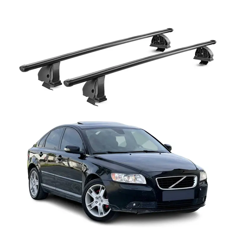 Barres de toit transversales acier pour Volvo S40 II 2004-2012 TÜV 75 kg Noir 2x