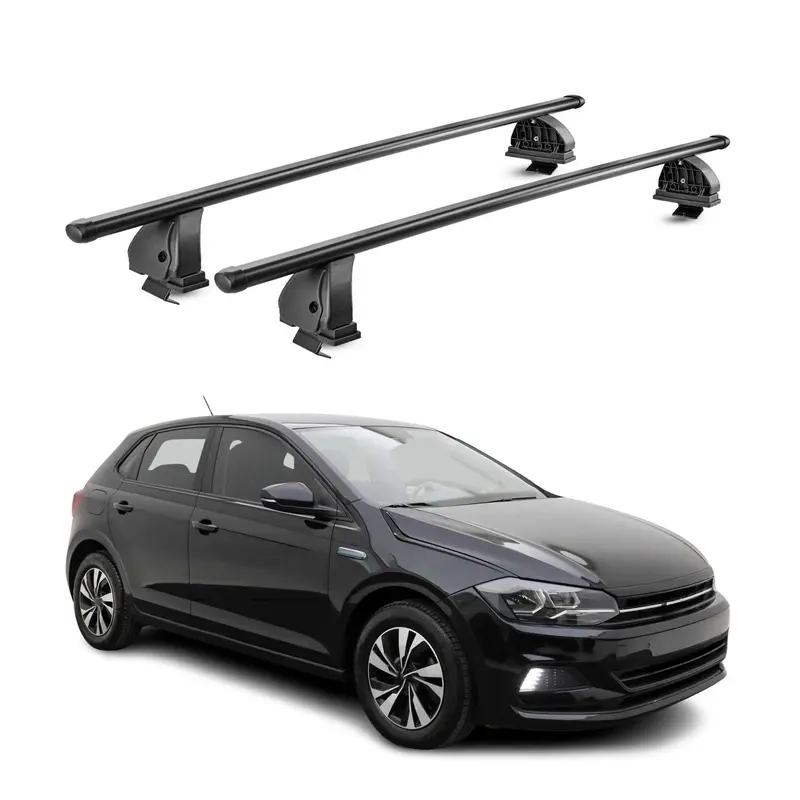 Barres de toit transversales acier pour VW Polo mk6 HB 2017-2026 TÜV Noir 2Pcs