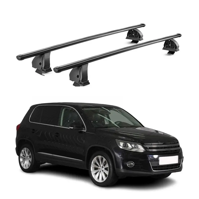 Barres de toit transversales acier pour VW Tiguan I 2007-2016 TÜV 75 kg Noir 2x