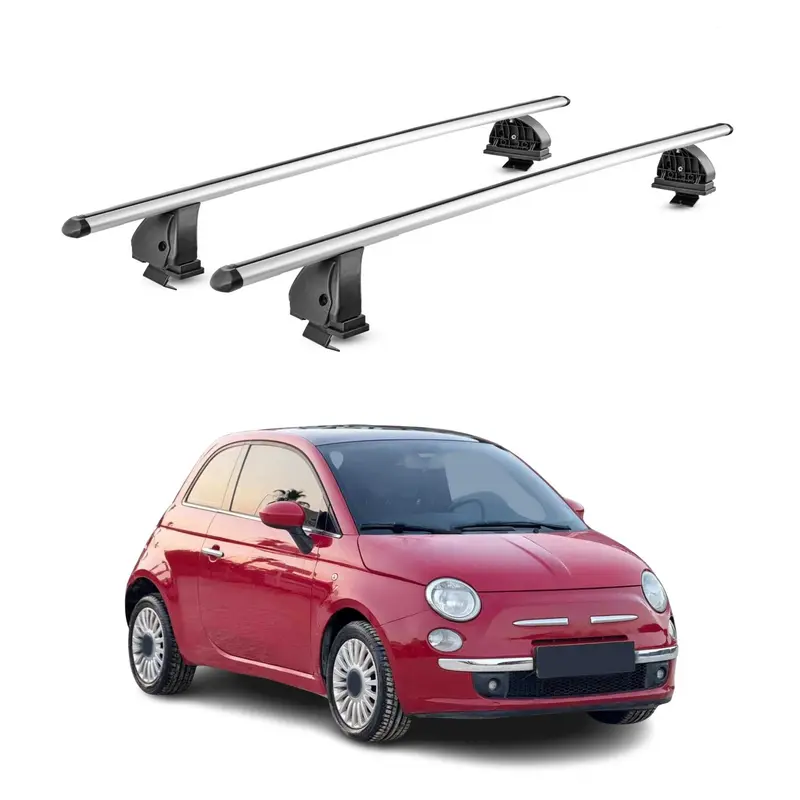 Barres de toit transversales Alu pour Abarth 500 2007-2022 TÜV 75 kg Gris 2Pcs