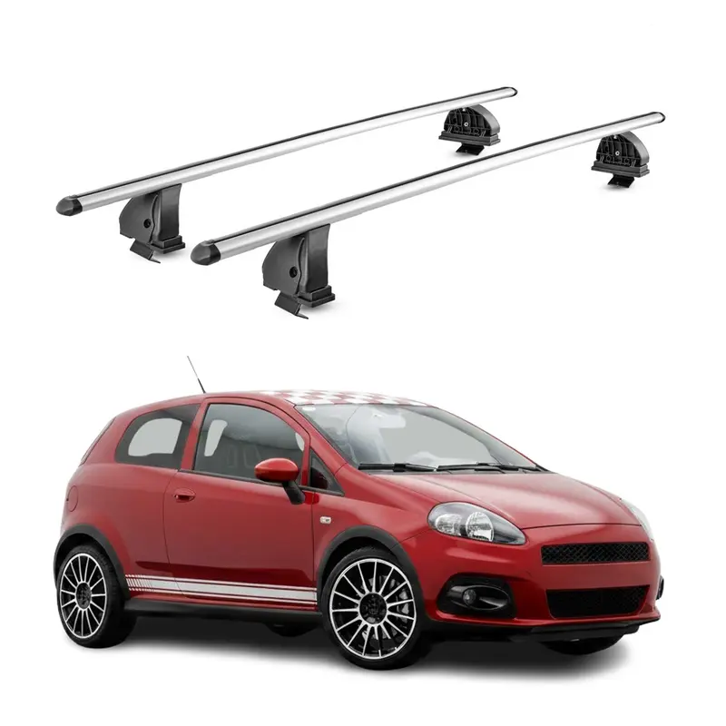 Barres de toit transversales Alu pour Abarth Punto 2005-2014 TÜV 75 kg Gris 2Pcs