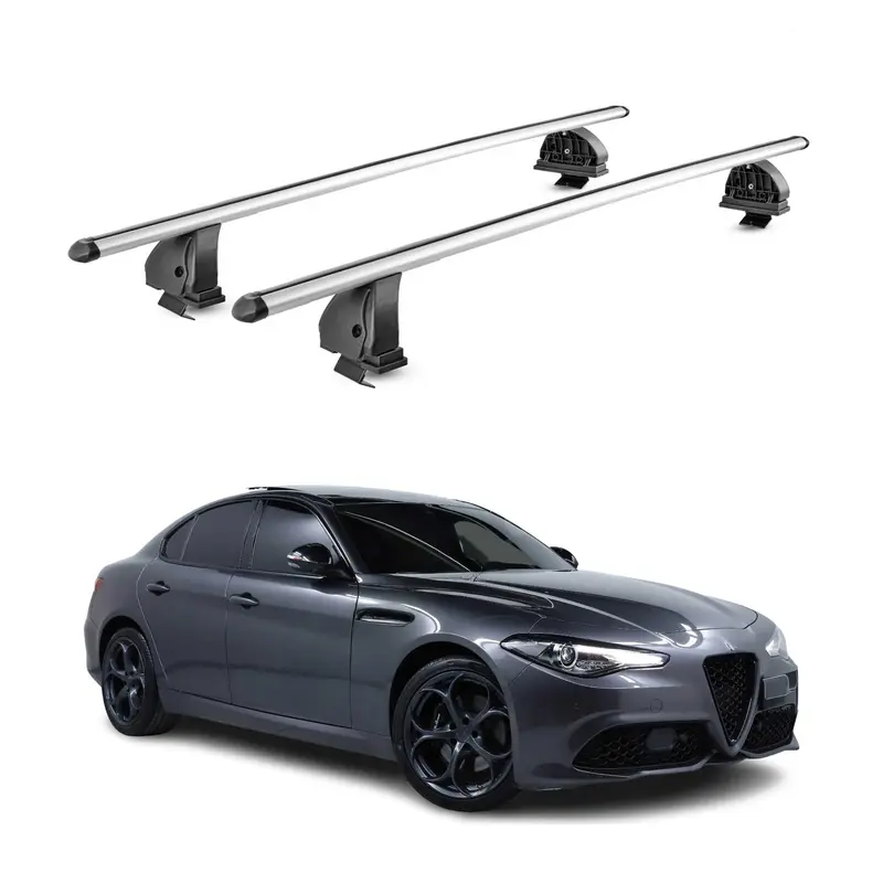 Barres de toit transversales Alu pour Alfa Romeo Giulia 2016-2026 TÜV Gris 2Pcs