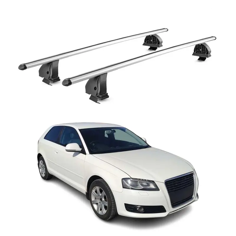Barres de toit transversales Alu pour Audi A3 8P 3Portes 2003-2012 TÜV Gris 2Pcs
