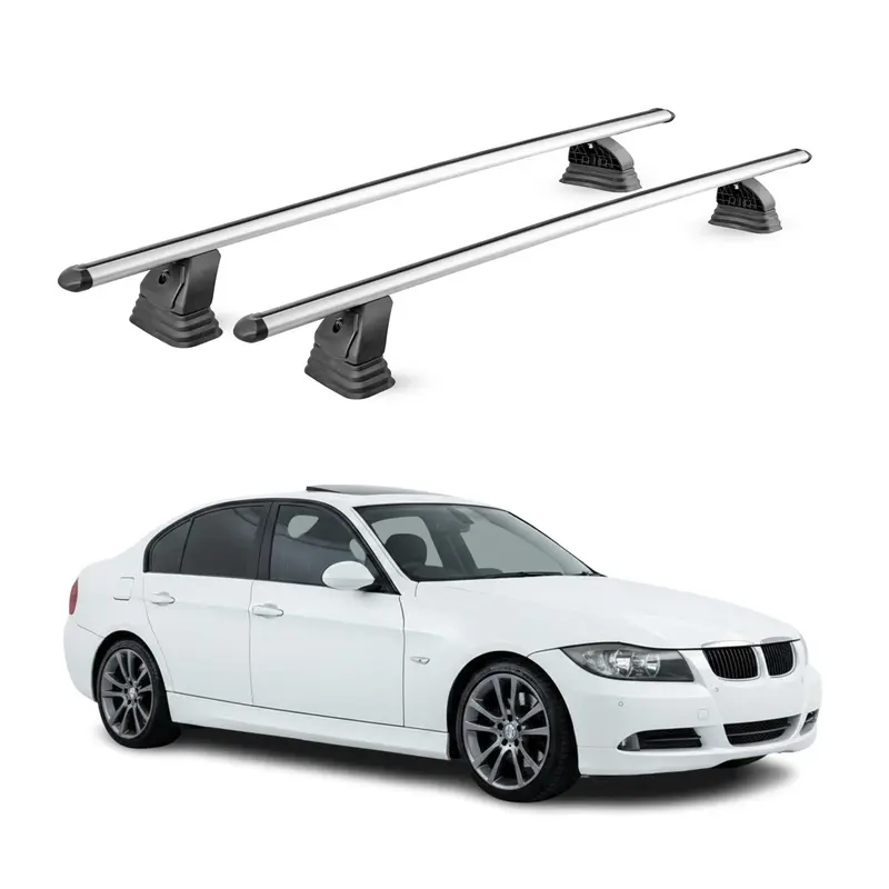 Barres de toit transversales Alu pour Bmw Serie 3 Berline E90 2004-2012 Gris 2x