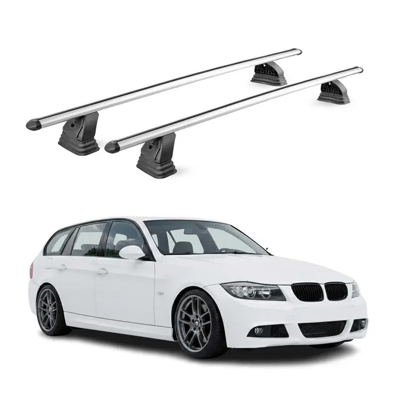 Barres de toit transversales Alu pour Bmw Serie 3 Touring E91 2006-2012 Gris 2x