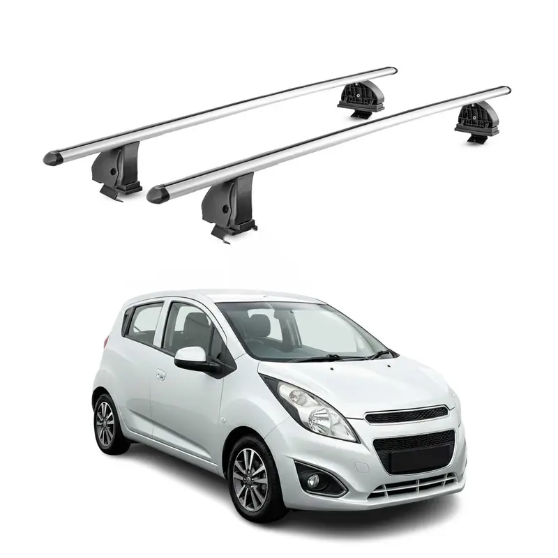 Barres de toit transversales Alu pour Chevrolet Spark HB 2009-2015 TÜV Gris 2Pcs