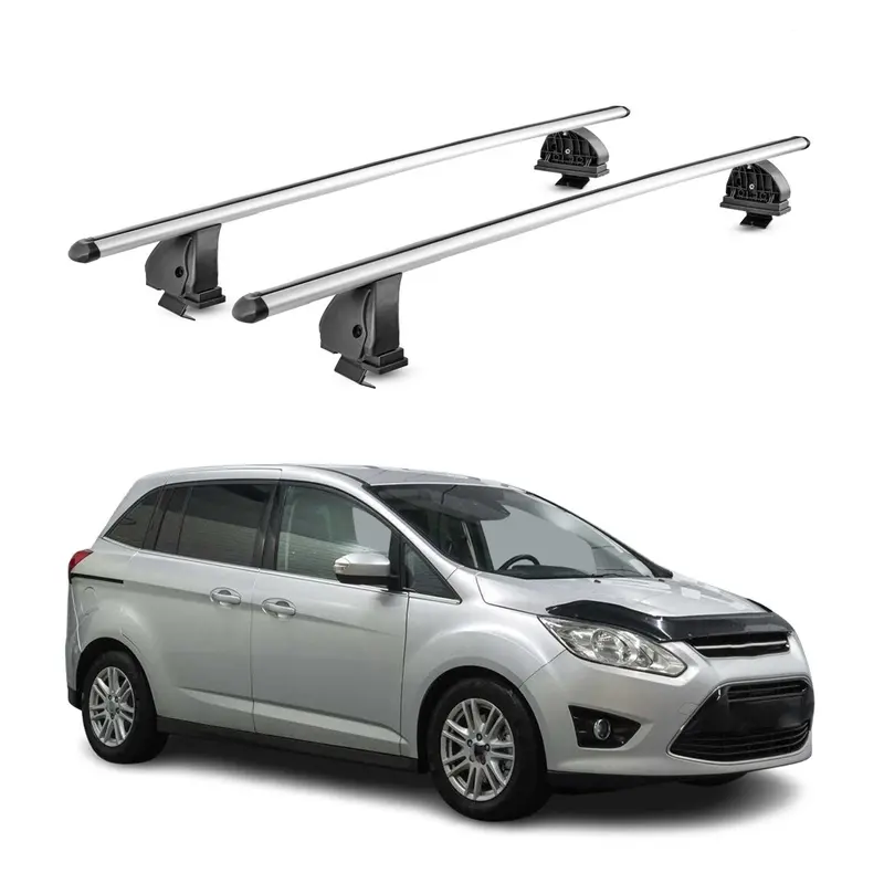 Barres de toit transversales Alu pour Ford C-Max II 2010-2019 TÜV 75 kg Gris 2x