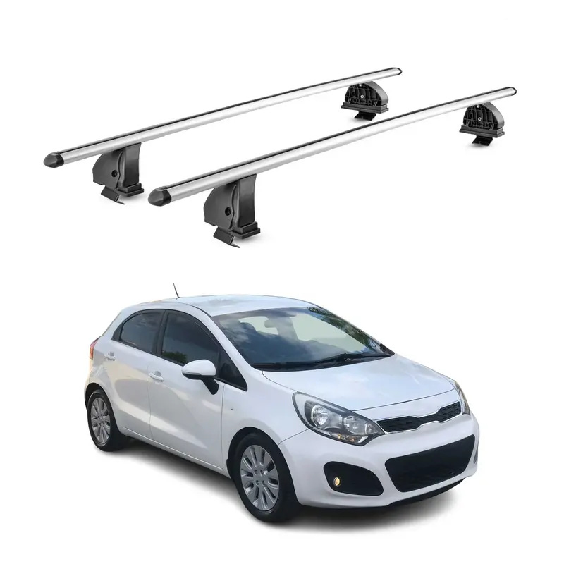 Barres de toit transversales Alu pour Kia Rio III HB 2011-2017 5Portes Gris 2Pcs