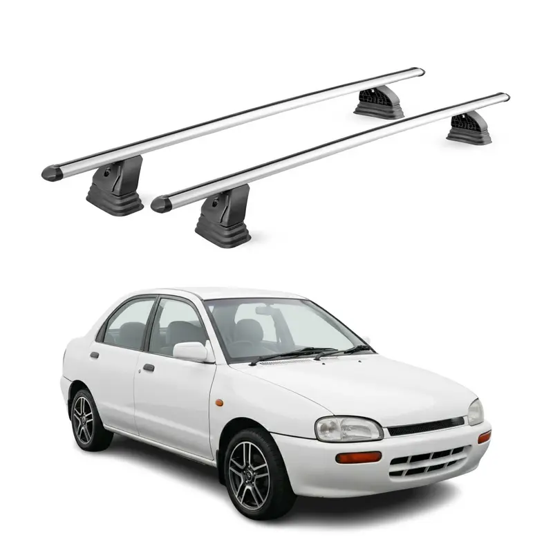 Barres de toit transversales Alu pour Mazda 121 1996-2002 3Portes TÜV Gris 2Pcs