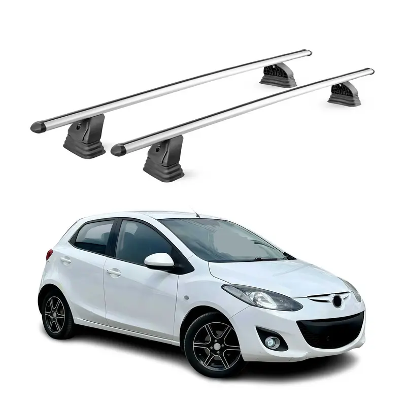 Barres de toit transversales Alu pour Mazda 2 II HB 2007-2014 TÜV 75 kg Gris 2x