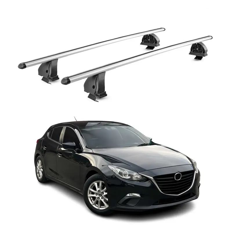 Barres de toit transversales Alu pour Mazda 3 III HB 2014-2018 TÜV 75 kg Gris 2x