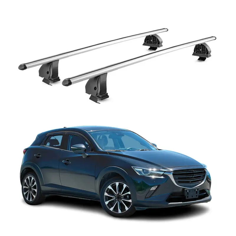 Barres de toit transversales Alu pour Mazda CX-3 2015-2021 TÜV 75 kg Gris 2Pcs