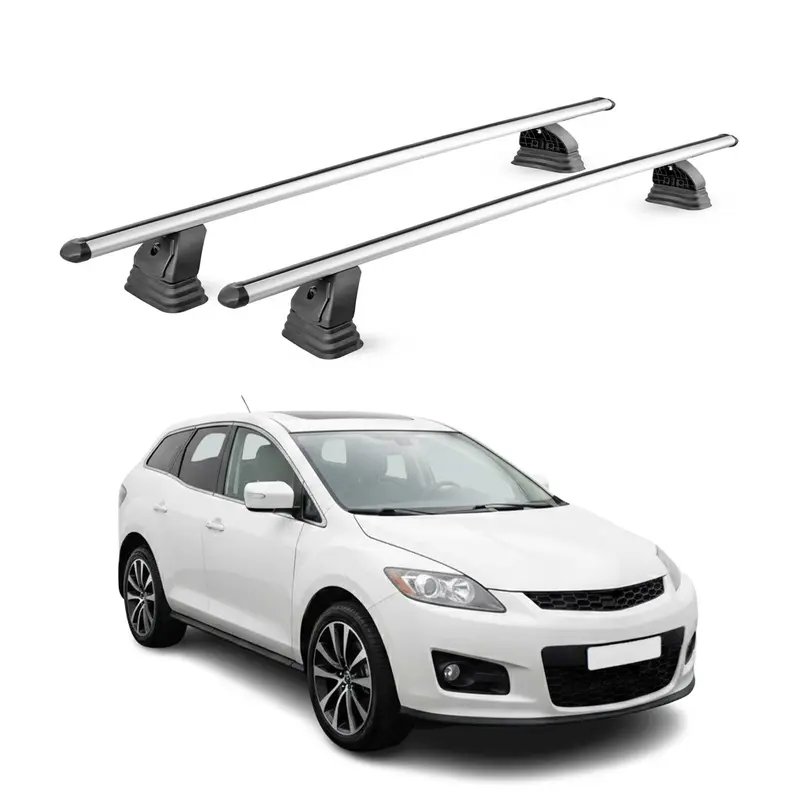 Barres de toit transversales Alu pour Mazda CX-7 2006-2012 TÜV 75 kg Gris 2Pcs