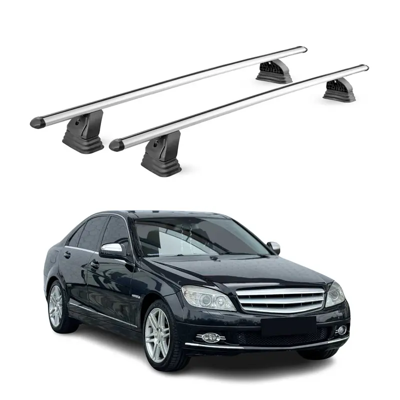 Barres de toit transversales Alu pour Mercedes Classe C W204 2008-2014 Gris 2Pcs