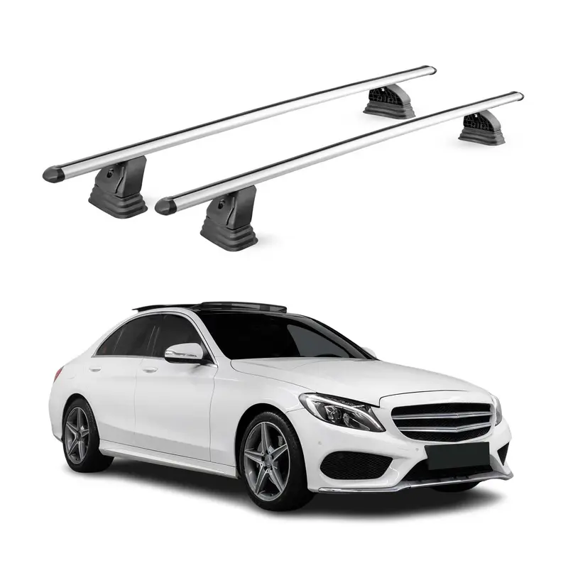 Barres de toit transversales Alu pour Mercedes Classe C W205 2015-2021 Gris 2Pcs