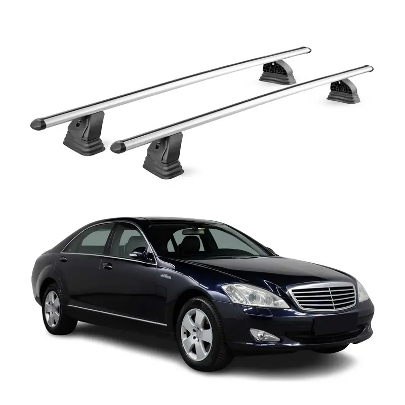 Barres de toit transversales Alu pour Mercedes Classe S W221 2006-2013 Gris 2Pcs