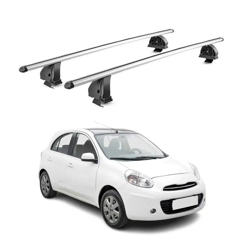 Barres de toit transversales Alu pour Nissan Micra IV 2010-2017 TÜV Gris 2Pcs